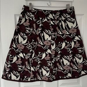 RW&CO. Burgundy and Cream Floral A-Line Skirt